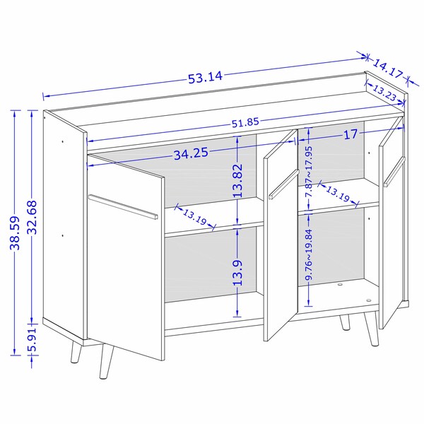 Manhattan Comfort Bradley 53.54 Buffet Stand, White - 230BMC6