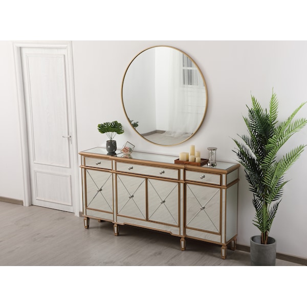 Elegant Decor 72 Inch Mirrored Credenza In Gold - MF6-2111GC