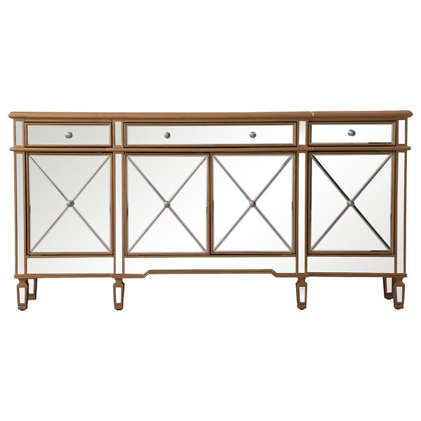 Elegant Decor 72 Inch Mirrored Credenza In Gold - MF6-2111GC