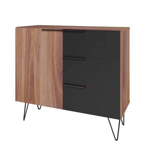 Manhattan Comfort Beekman 35.43 Sideboard with 2 Shelves in Brown and Black - S-405AMC240