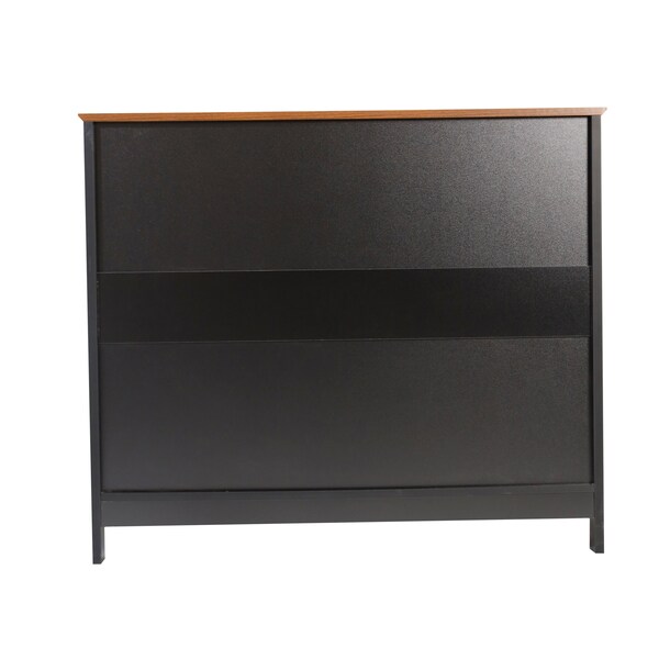 Flash Furniture Mayfield 40in. Buffet and Sideboard w/Dbl Door Storage Cabinet and Open Storage Shelf, Blk w/Walnut - NAN-F-HY-B23108-BLWAL-GG