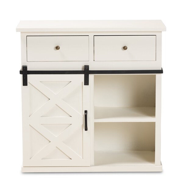Baxton Studio Nadia ModernFarmhouse White Finished Wood and Black Metal 2-Door Sideboard Buffet - 195-11966-ZORO