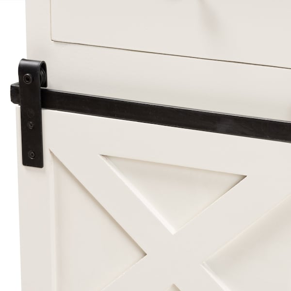 Baxton Studio Nadia ModernFarmhouse White Finished Wood and Black Metal 2-Door Sideboard Buffet - 195-11966-ZORO