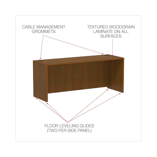 Alera Valencia Credenza Shell, 70 7/8" x 23 5/8" x 29 5/8", Modern Walnut - ALEVA257224WA