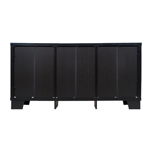 Flash Furniture Wells Black 59 Inch Modern Kitchen and Dining Room Buffet Sideboard Storage Cabinet - EV-CA7515-01ZZ-BK-GG