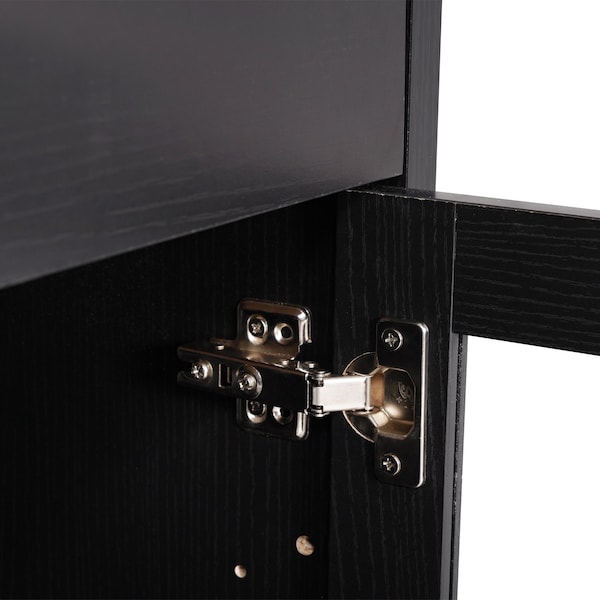 Flash Furniture Wells Black 59 Inch Modern Kitchen and Dining Room Buffet Sideboard Storage Cabinet - EV-CA7515-01ZZ-BK-GG