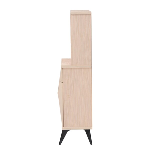 Baxton Studio Draper Mid-Century Modern Two-Tone Light Brown and Black Wood Kitchen Cabinet - 243-13503-ZORO