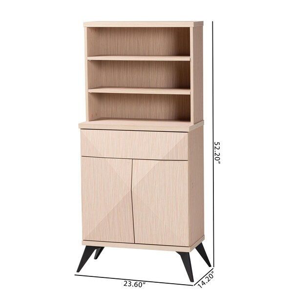 Baxton Studio Draper Mid-Century Modern Two-Tone Light Brown and Black Wood Kitchen Cabinet - 243-13503-ZORO