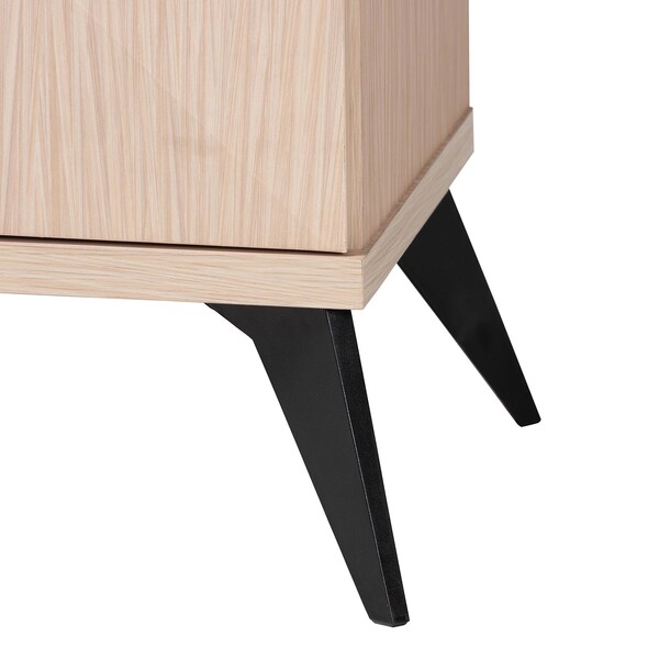 Baxton Studio Draper Mid-Century Modern Two-Tone Light Brown and Black Wood Kitchen Cabinet - 243-13503-ZORO