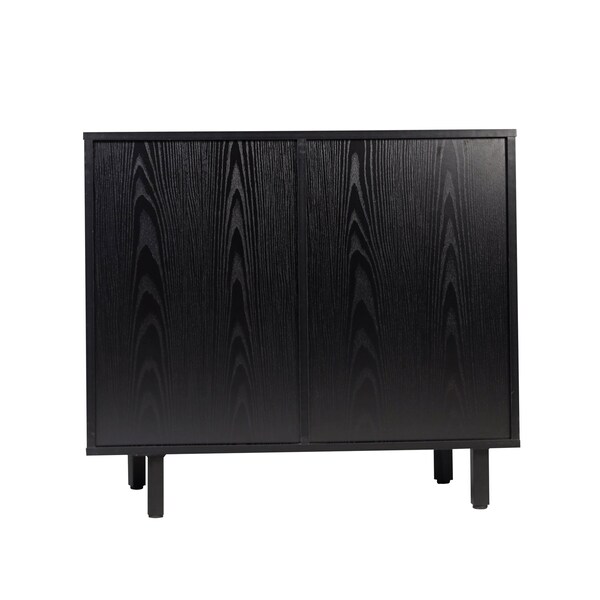Flash Furniture Elmont Bar and Sideboard w/Shaker Style Single Door Cabinet w/Hanging Glass and Shelves, Black - NAN-F-HY-B23113-BLK-GG