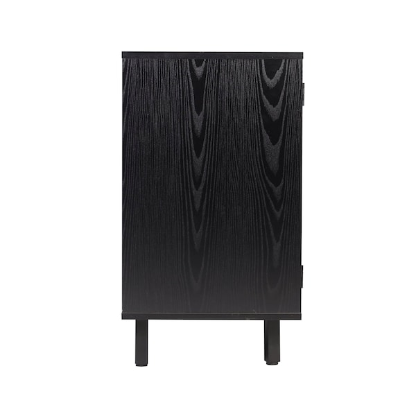 Flash Furniture Elmont Bar and Sideboard w/Shaker Style Single Door Cabinet w/Hanging Glass and Shelves, Black - NAN-F-HY-B23113-BLK-GG
