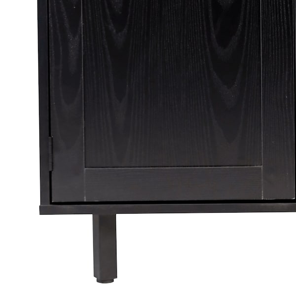 Flash Furniture Elmont Bar and Sideboard w/Shaker Style Single Door Cabinet w/Hanging Glass and Shelves, Black - NAN-F-HY-B23113-BLK-GG