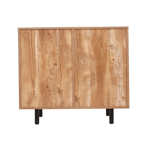 Flash Furniture Elmont Bar and Sideboard w/Shaker Style Single Door Cabinet w/Hanging Glass and Shelves, Lght Brwn - NAN-F-HY-B23113-LTBRN-GG
