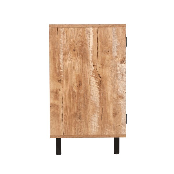 Flash Furniture Elmont Bar and Sideboard w/Shaker Style Single Door Cabinet w/Hanging Glass and Shelves, Lght Brwn - NAN-F-HY-B23113-LTBRN-GG