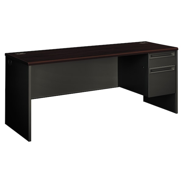 Hon Right Pedestal Credenza, 72w x 24d x 29-1/2h, Mahogany/Charcoal - H38856R.N.S