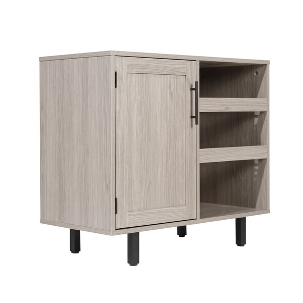 Flash Furniture Elmont Bar and Sideboard w/Shaker Style Single Door Cabinet w/Hanging Glass and Shelves, Gray - NAN-F-HY-B23113-GRY-GG
