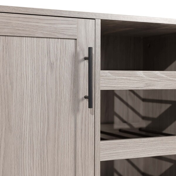Flash Furniture Elmont Bar and Sideboard w/Shaker Style Single Door Cabinet w/Hanging Glass and Shelves, Gray - NAN-F-HY-B23113-GRY-GG