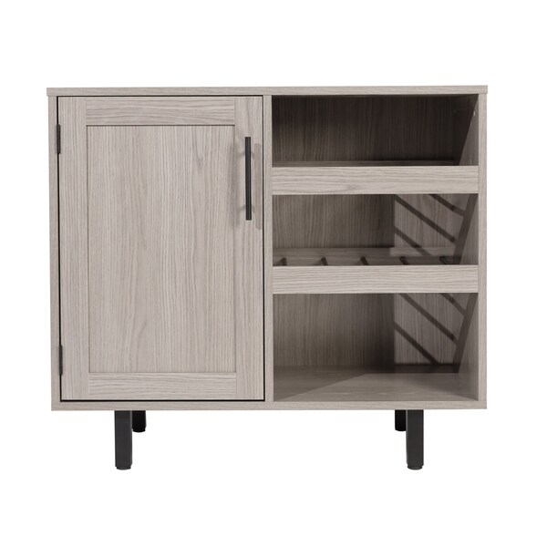 Flash Furniture Elmont Bar and Sideboard w/Shaker Style Single Door Cabinet w/Hanging Glass and Shelves, Gray - NAN-F-HY-B23113-GRY-GG