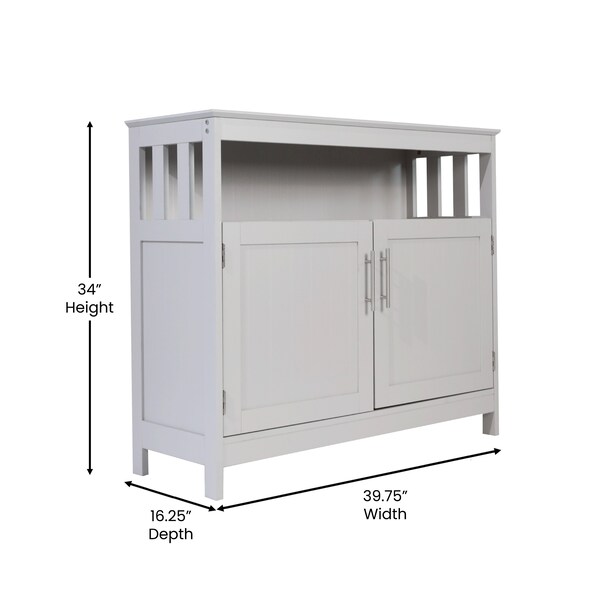 Flash Furniture Mayfield 40in. Buffet and Sideboard w/Double Door Storage Cabinet and Open Storage Shelf in Gray - NAN-F-HY-B23108-GRY-GG