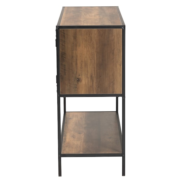 Baxton Studio Cardea Modern Industrial Walnut Brown Finished Wood and Black Metal 2-Door Sideboard - 226-12486-ZORO