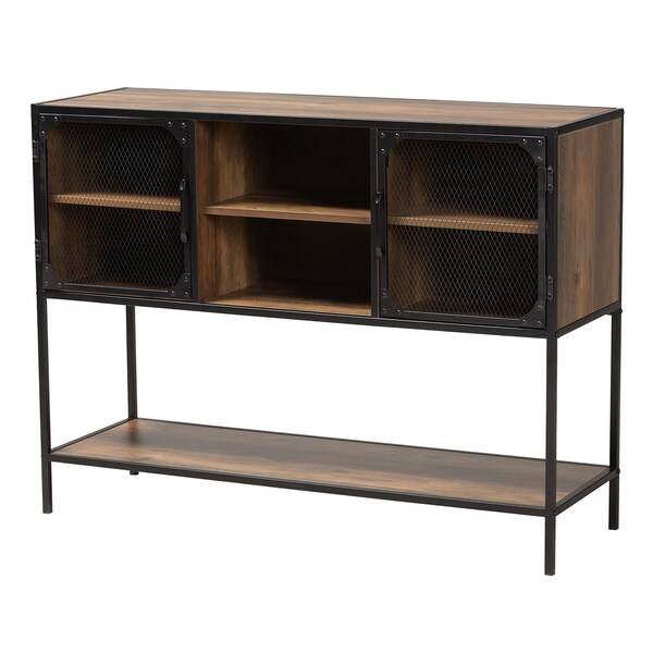 Baxton Studio Cardea Modern Industrial Walnut Brown Finished Wood and Black Metal 2-Door Sideboard - 226-12486-ZORO