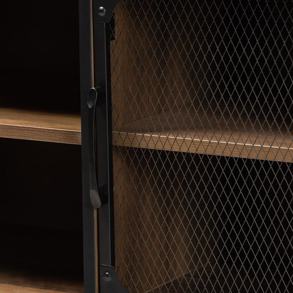 Baxton Studio Cardea Modern Industrial Walnut Brown Finished Wood and Black Metal 2-Door Sideboard - 226-12486-ZORO