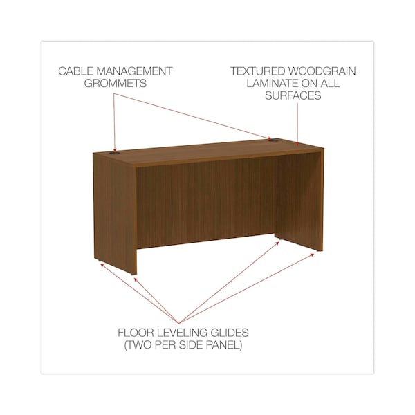 Alera Valencia Credenza Shell, 59 1/8" x 23 5/8" x 29 5/8", Modern Walnut - ALEVA256024WA