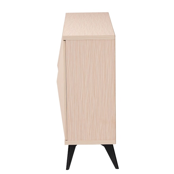 Baxton Studio Draper Mid-Century Modern Two-Tone Light Brown and Black Wood 4-Door Sideboard Buffet - 243-13500-ZORO