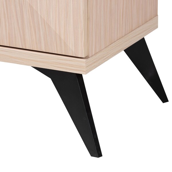 Baxton Studio Draper Mid-Century Modern Two-Tone Light Brown and Black Wood 4-Door Sideboard Buffet - 243-13500-ZORO
