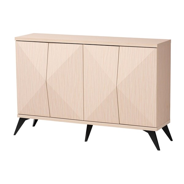 Baxton Studio Draper Mid-Century Modern Two-Tone Light Brown and Black Wood 4-Door Sideboard Buffet - 243-13500-ZORO