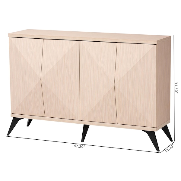Baxton Studio Draper Mid-Century Modern Two-Tone Light Brown and Black Wood 4-Door Sideboard Buffet - 243-13500-ZORO