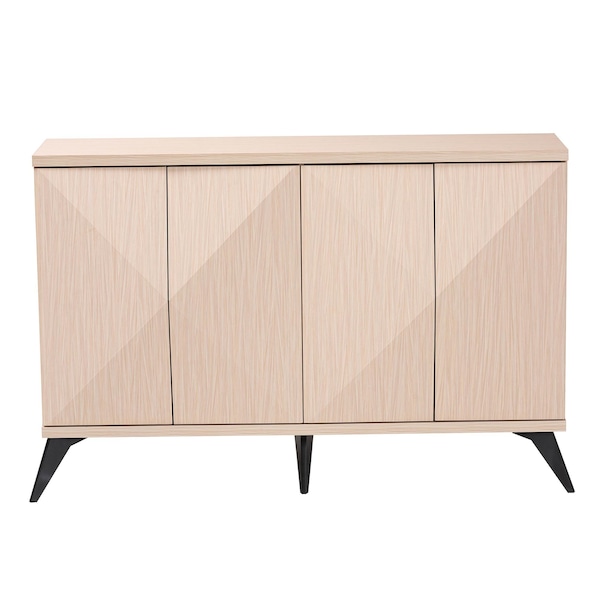 Baxton Studio Draper Mid-Century Modern Two-Tone Light Brown and Black Wood 4-Door Sideboard Buffet - 243-13500-ZORO