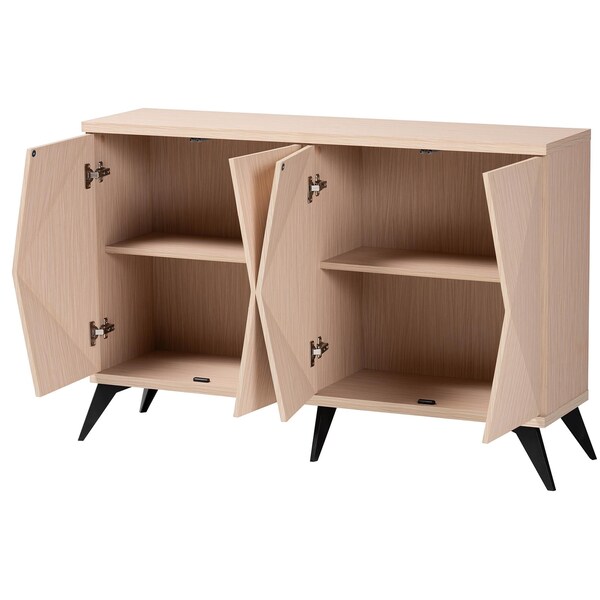 Baxton Studio Draper Mid-Century Modern Two-Tone Light Brown and Black Wood 4-Door Sideboard Buffet - 243-13500-ZORO