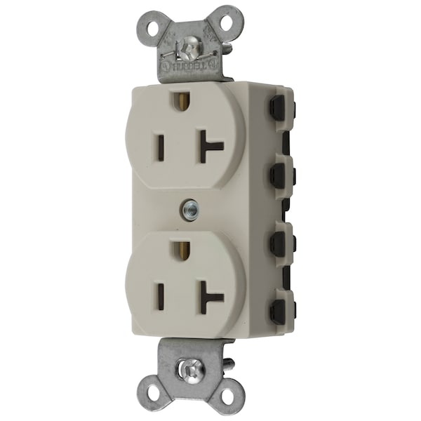 Hubbell Wiring Device-Kellems Straight Blade Devices, Receptacles, Duplex, SNAPConnect, 20A 125V, 2-Pole 3-Wire Grounding, 5-20R, Nylon, Light Almond, USA - SNAP5362LANA