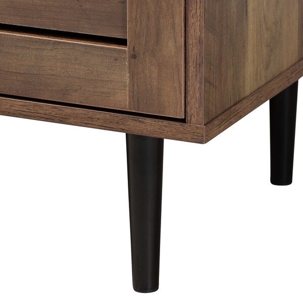 Baxton Studio Baylah Mid-Century Modern Natural Brown Finished Wood and Black Metal 2-Door Sideboard - 226-12483-ZORO