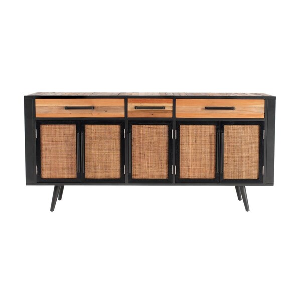 Kd Cama De Bebe 5 Doors 3 Drawers Buffet, Natural Boat Wood - KD3097950