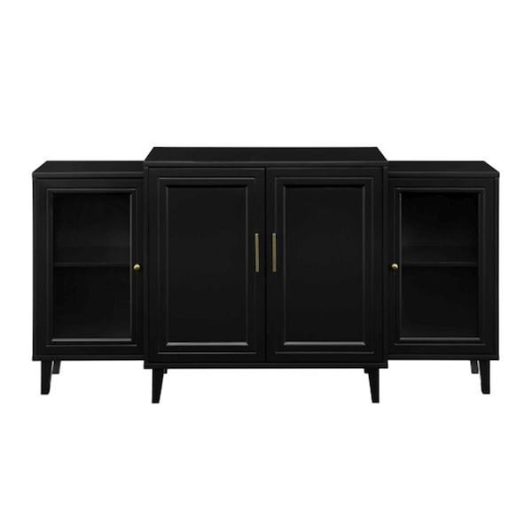 Walker Edison Furniture Walker Edison  62 in. 4-Door Tiered Modern Sideboard, Black - BU62LAU4DBL