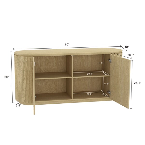 Manhattan Comfort Olivia 60in Sideboard in Natural Oak - SB007-NO