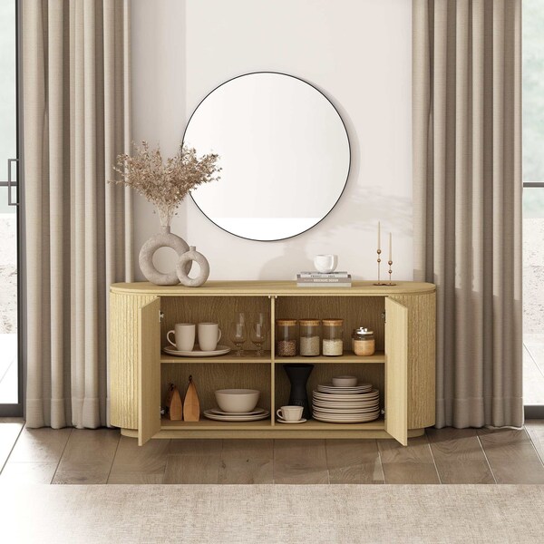 Manhattan Comfort Olivia 60in Sideboard in Natural Oak - SB007-NO