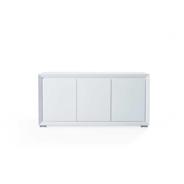 Homeroots White Stainless Steel Buffet, 61 x 20 x 30 in. - 370768