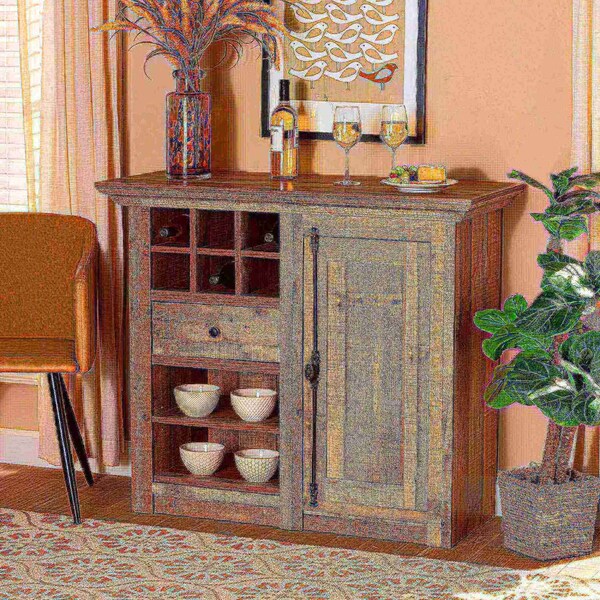 Baxton Studio Albert Modern Farmhouse Rustic Oak Brown Finished Wood 1-Door Dining Room Sideboard Buffet - 186-11252-ZORO