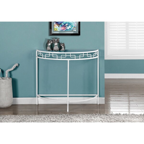 Monarch Specialties Accent Table, Console, Entryway, Narrow, Sofa, Living Room, Bedroom, Metal, White, Clear - I 2112