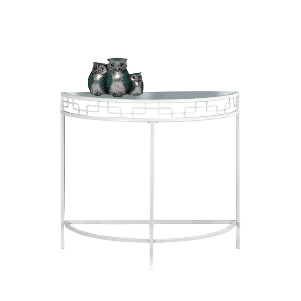 Monarch Specialties Accent Table, Console, Entryway, Narrow, Sofa, Living Room, Bedroom, Metal, White, Clear - I 2112