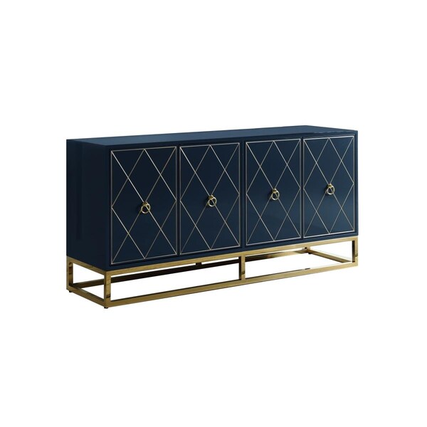 Kd Gabinetes Senior Navy Blue Lacquer With Gold Plated Sideboard - KD2095969