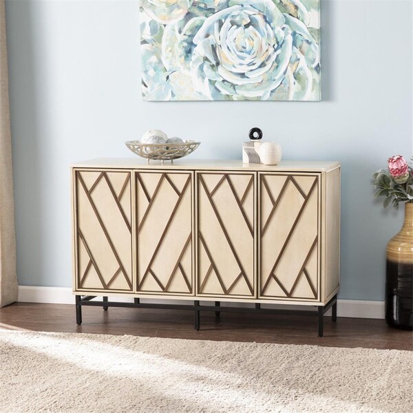 Homeroots Champagne Deco Buffet Storage Cabinet, Off-white - 401683
