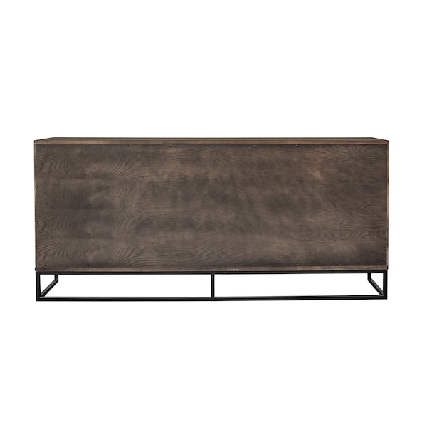 Armen Living Nevada Rustic Oak Wood Sideboard In Dark Brown - LCNVBUSMK