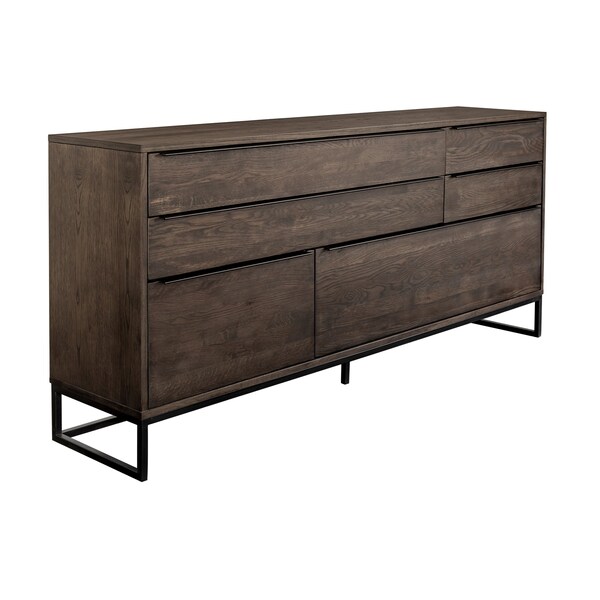 Armen Living Nevada Rustic Oak Wood Sideboard In Dark Brown - LCNVBUSMK