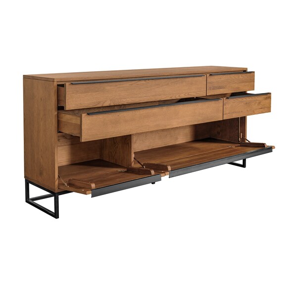Armen Living Nevada Rustic Oak Wood Sideboard In Balsamico - LCNVBUBAL