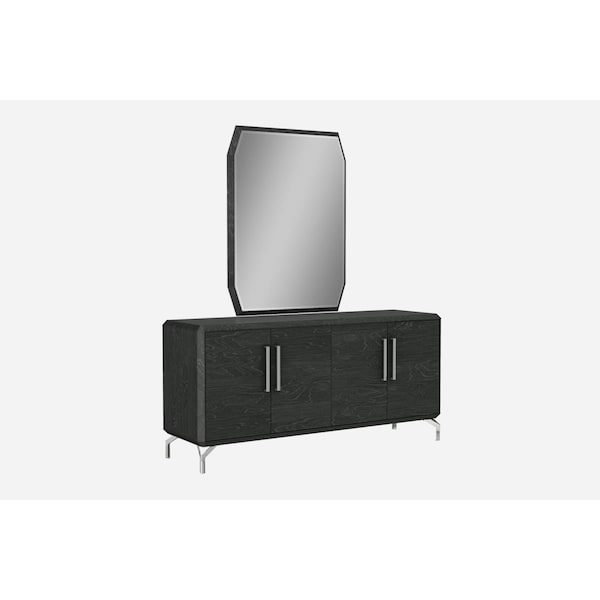 Whiteline Imports Whiteline  Los Angeles High Gloss Buffet, Grey - SB1619-GRY