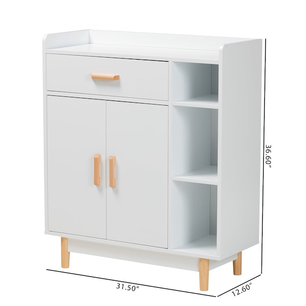 Baxton Studio Russell MidCentury Modern TwoTone White and Oak Brown Finished Wood 2Door Sideboard - 223-12936-ZORO